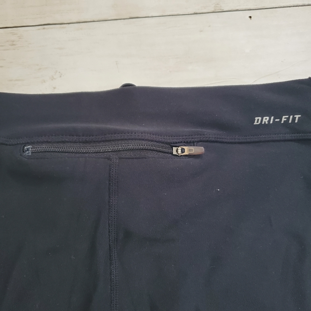 Nike dri-fit filament running capri legging black drawstring back zipper pocket‎ - Picture 8 of 8